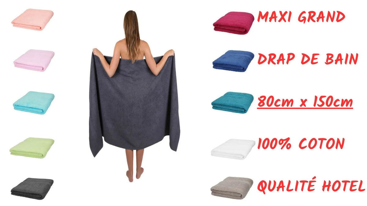2 Draps De Bain Sweet Needle 100x150cm - 100% Coton Extra Absorbant - Vert Olive - Pour Hôtel Spa Maison
