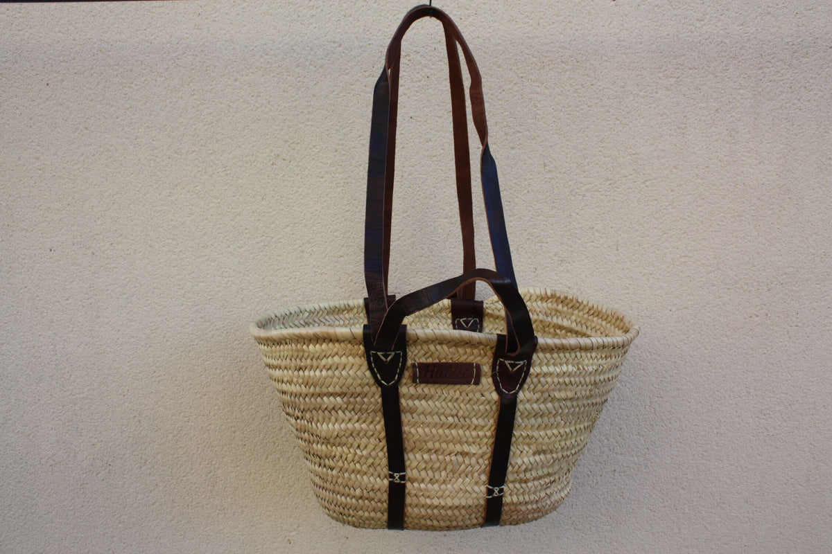 Panier Renforcé Solide Anses Courtes Longues en Cuir Sac