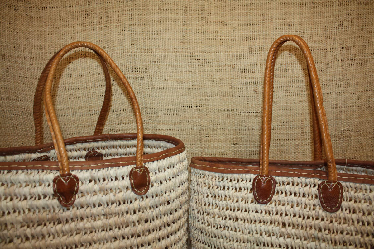 Leather Handles Panier Osier Cuir Panier De Marché Palmier Et Cuir AUBRY  GASPARD, image size:1200x800