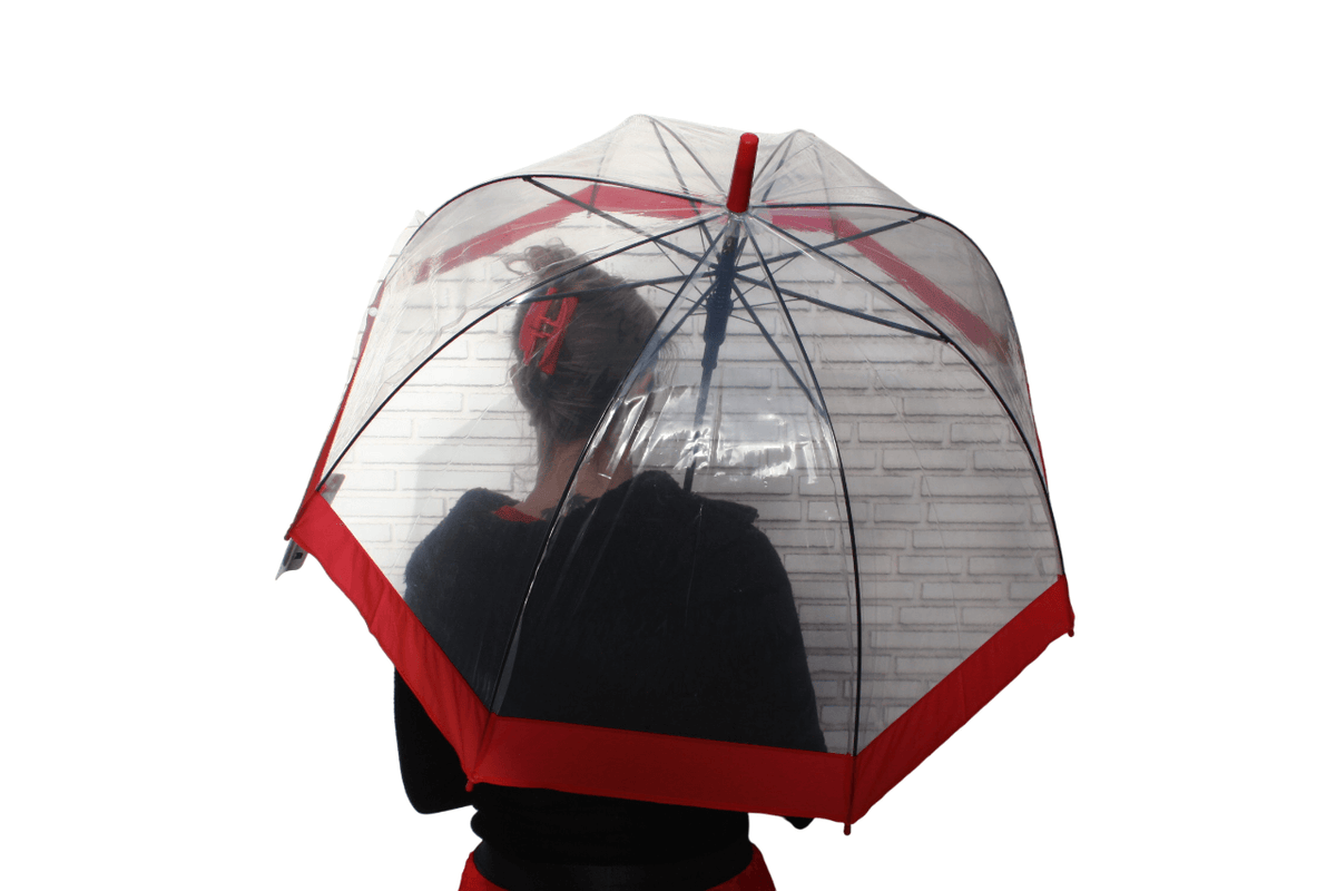 Parapluie Cloche Transparent Avec Bord Rouge - Rainy Days, Neuf Avec étiquettes