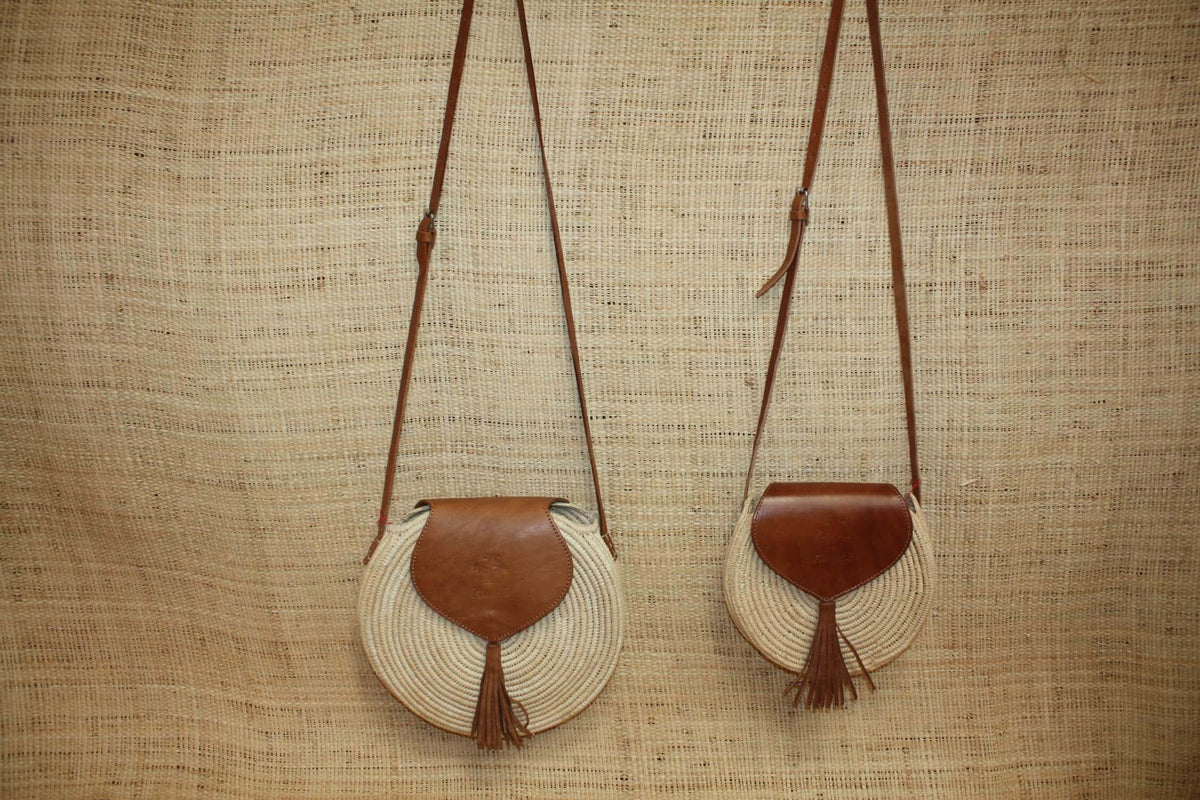 Raphia Naturel Sac Rond En Rafia Round Handbag Crochet Raffia Palm