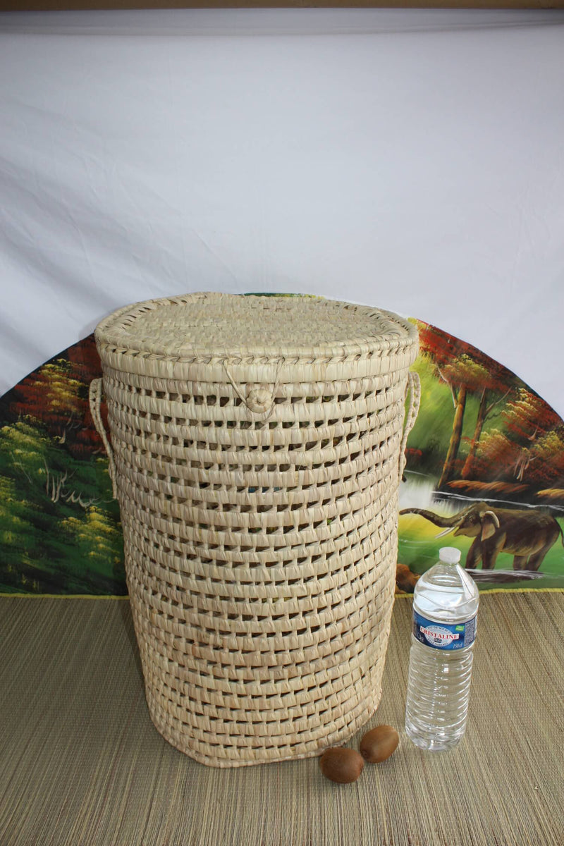 Grand Panier ou Corbeille de rangement rigide en fibre de palmier