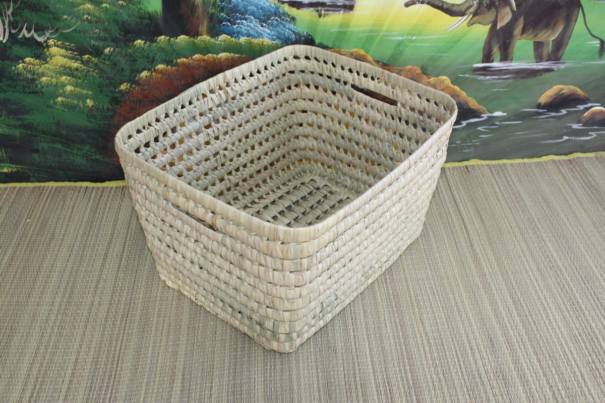 Corbeille De Rangement Tressée Coton Bohème - 32x14.5x10 Cm - Panier Organisateur Bureau, Salle De Bain, Décoration - 3