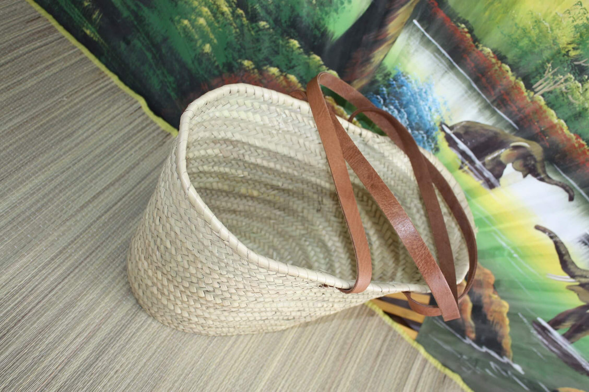 Sac Anses Longues Cuir Panier Cabas March s Courses Osier Rotin Palm 