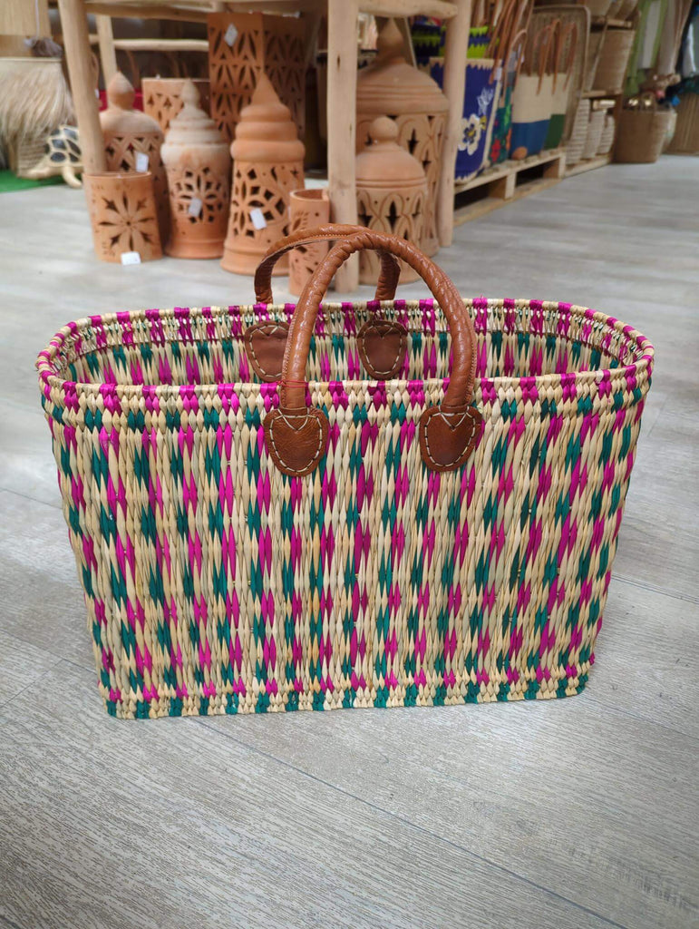 WOMA Panier En Osier Naturel Avec Doublure Rouge à Carreaux - Panier Pique-Nique, Cadeau Ou Courses Avec Couvercle Et Anse