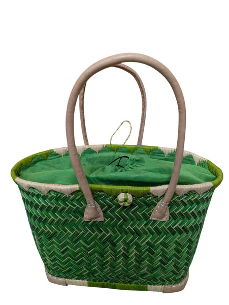 Panier Turquoise XXL de MADAGASCAR + Tissu Pochon - 3 tailles - Sac Cabas courses, marchés, plage