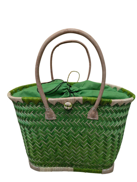 Panier Turquoise XXL de MADAGASCAR + Tissu Pochon - 3 tailles - Sac Cabas courses, marchés, plage