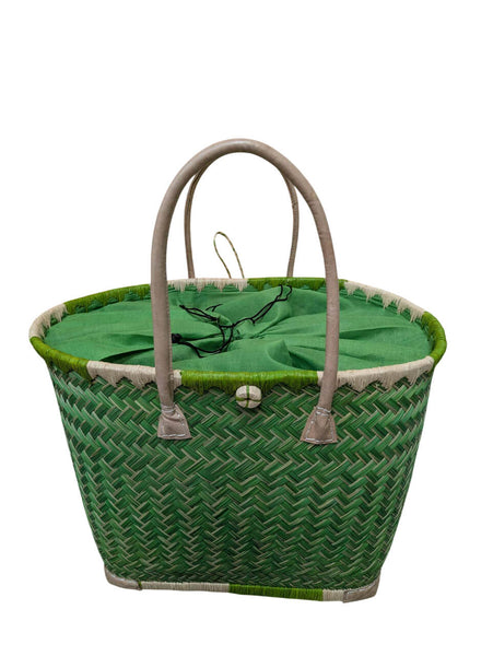 Panier Turquoise XXL de MADAGASCAR + Tissu Pochon - 3 tailles - Sac Cabas courses, marchés, plage