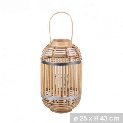 Grande Lanterne Saigon en bambou et métal à poser en décoration naturelle osier rotin intérieur & extérieur