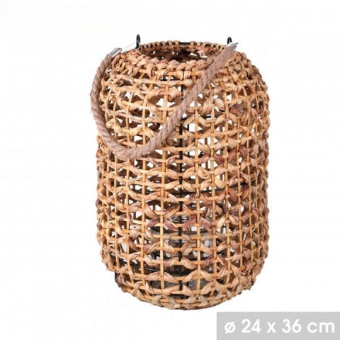 Lanterne Malaga - grand modèle - en rotin naturel à poser décoration osier bambou intérieur & extérieur