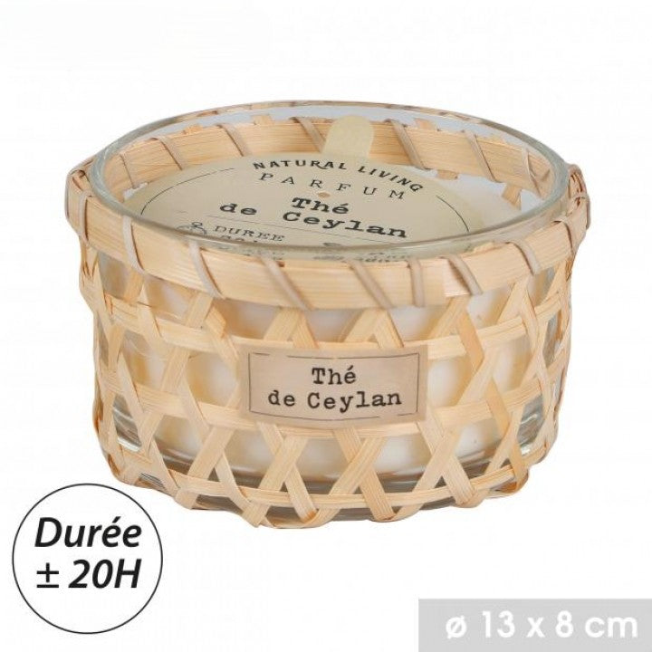 Bougie BOHO décor cannage & verre - Durée 20H - 2 senteurs au choix -
