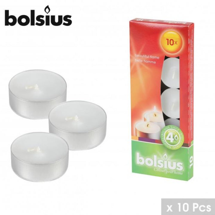 Lot de 10 Bougies chauffe plats - Longue durée 4 Heures - "Fabrication Bolsius"