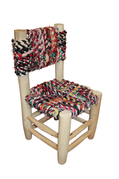 BELLE CHAISE ENFANT - en Bois de Citronnier et Tissu Recyclé - Artisanal - Marocaine - Solide - Durable -