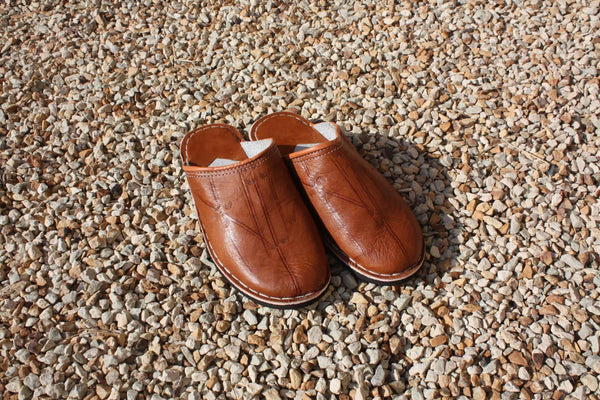 Camel LEATHER SLIPPER - 100% HANDMADE Berber manufacturing - Man &amp; Woman - From 38 to 45 -