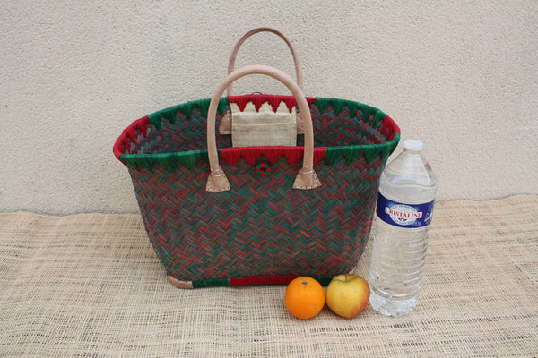 BEAU Panier Turquoise XXL de MADAGASCAR - 3 tailles - Sac Cabas - courses , marchés , plage ...