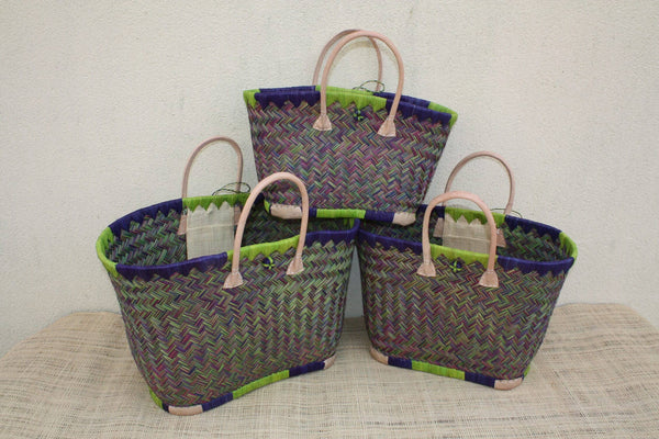 Superbe GRAND Panier XXL de MADAGASCAR - 3 tailles - sac cabas - idéal courses , marchés , travail , plage ... raphia palmier roseau jonc