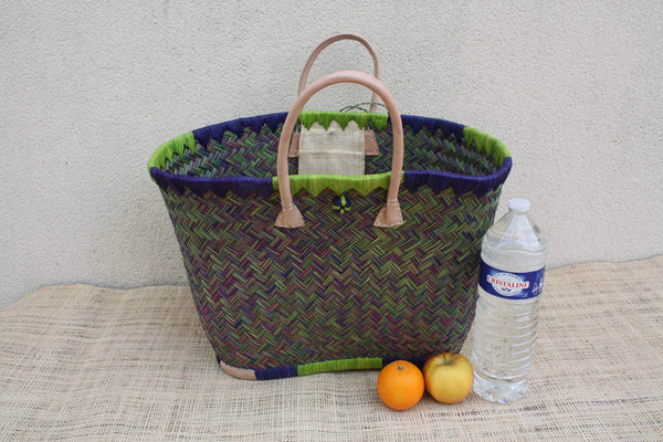 Superbe GRAND Panier XXL de MADAGASCAR - 3 tailles - sac cabas - idéal courses , marchés , travail , plage ... raphia palmier roseau jonc
