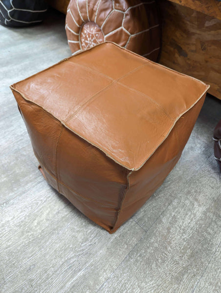 BIG SQUARE POUF in Moroccan leather - Handmade - Modern &amp; Design - 2 finishes to choose from -