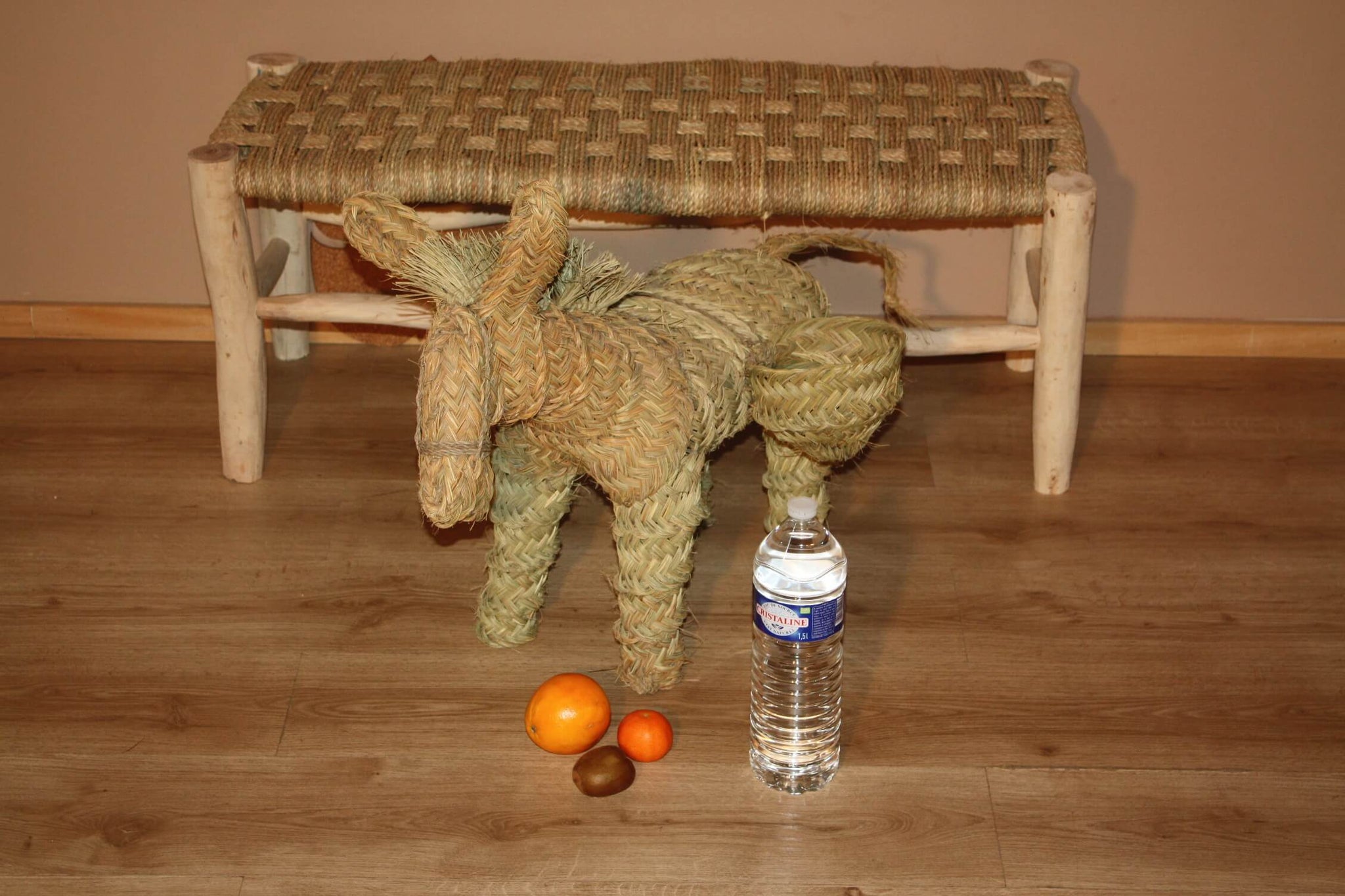 Décoration ANE Tressé en Palmier - Artisanal paille rotin osier plantes fleurs - 2 TAILLES au choix -