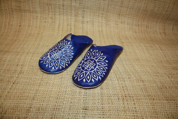 BABOUCHES souples pour Femme en cuir bleu - Chaussons cuir confortables. Fabriquées à la main 100% artisanale et naturelle - Du 36 au 42 !