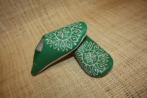 BABOUCHES souples pour Femme en cuir Vert Émeraude - Chaussons cuir confortables. 100% Naturel Artisanal - Du 36 au 42 !