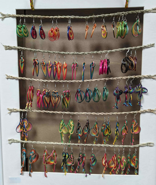 Boucles d'oreilles en Bambou - Artisanat Fait Main - Légères et colorées !