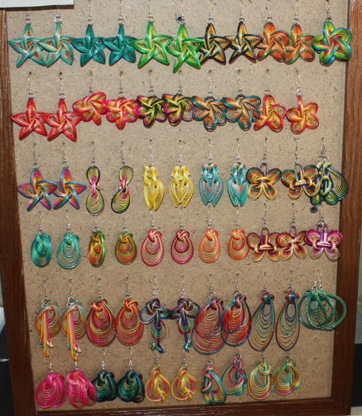 Boucles d'oreilles en Bambou - Artisanat Fait Main - Légères et colorées !