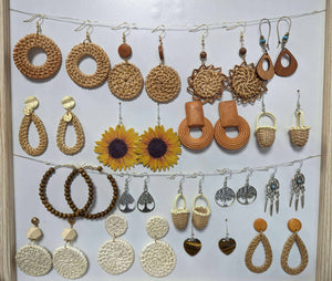 Boucles d'oreilles en Rotin - Artisanat Indonésie - Légères et naturelles !