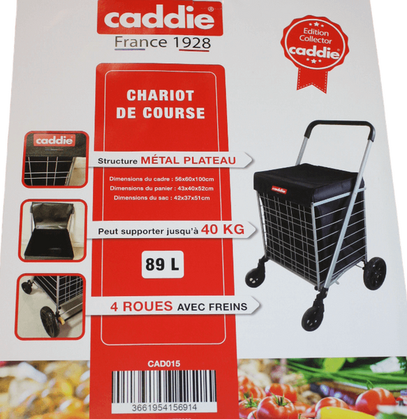 Chariot de courses Caddie 4 roues - Leger pliable grand format XXL - Freins et roues pivotantes