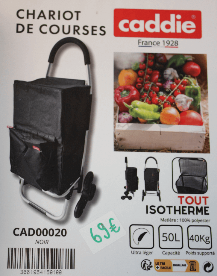 Grand Chariot de course Caddie - 6 roues TOUT ISOTHERME Grand Chariot de course Caddie - 6 roues TOUT ISOTHERME