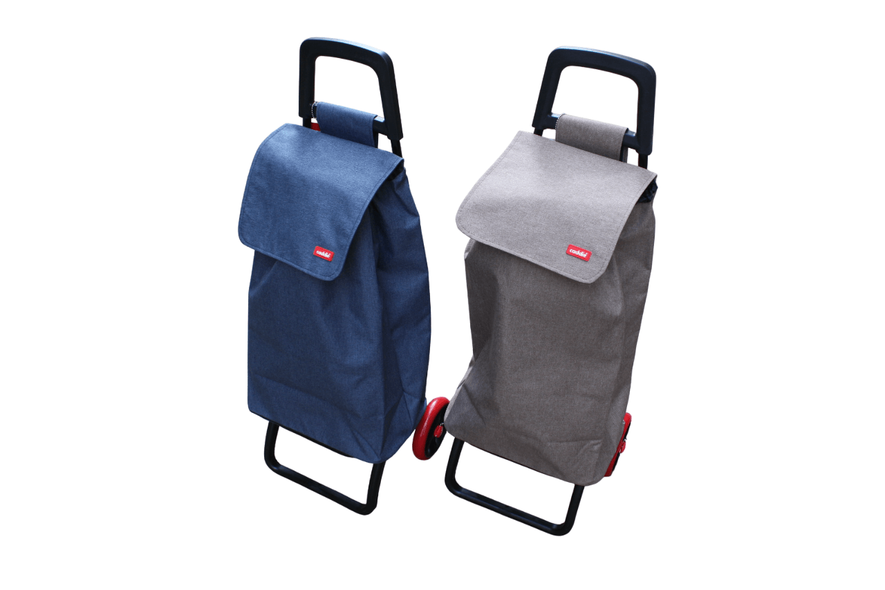 Chariot de Courses à 4 Roues, 2 en 1 Caddie de Courses Pliable à Diable
