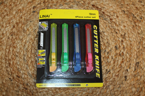Lot de 4 cutters lames cran d'arrêt - Multicolores - Promo PAS CHER -