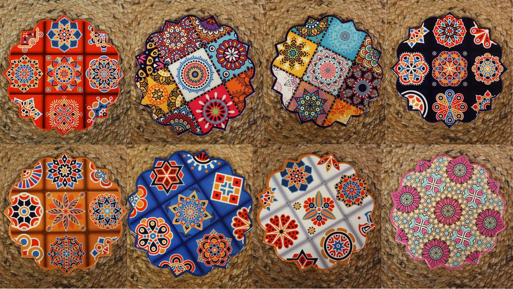 Dessous De Plat Céramique & Bois Mosaïque Bleue – Élégant Rustique Pour Protéger Table & Cuisine