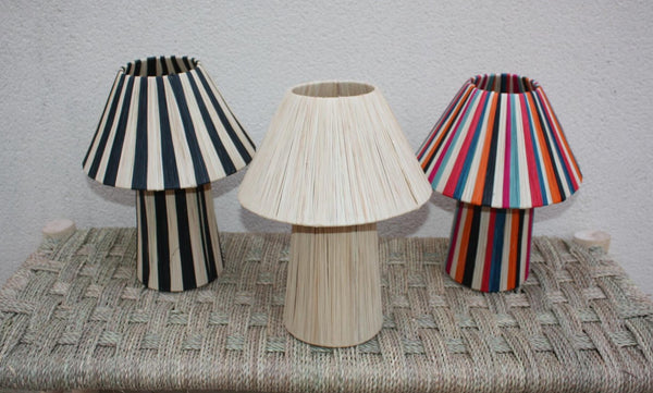 Lampe de Chevet RAPHIA Conique - osier rotin paille - Artisanale FAIT MAIN