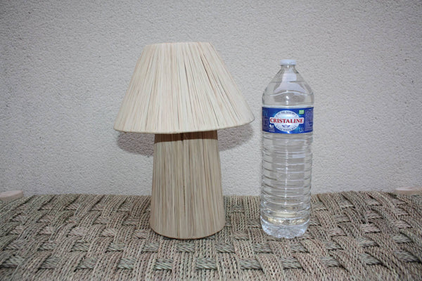 Lampe de Chevet RAPHIA Conique - osier rotin paille - Artisanale FAIT MAIN