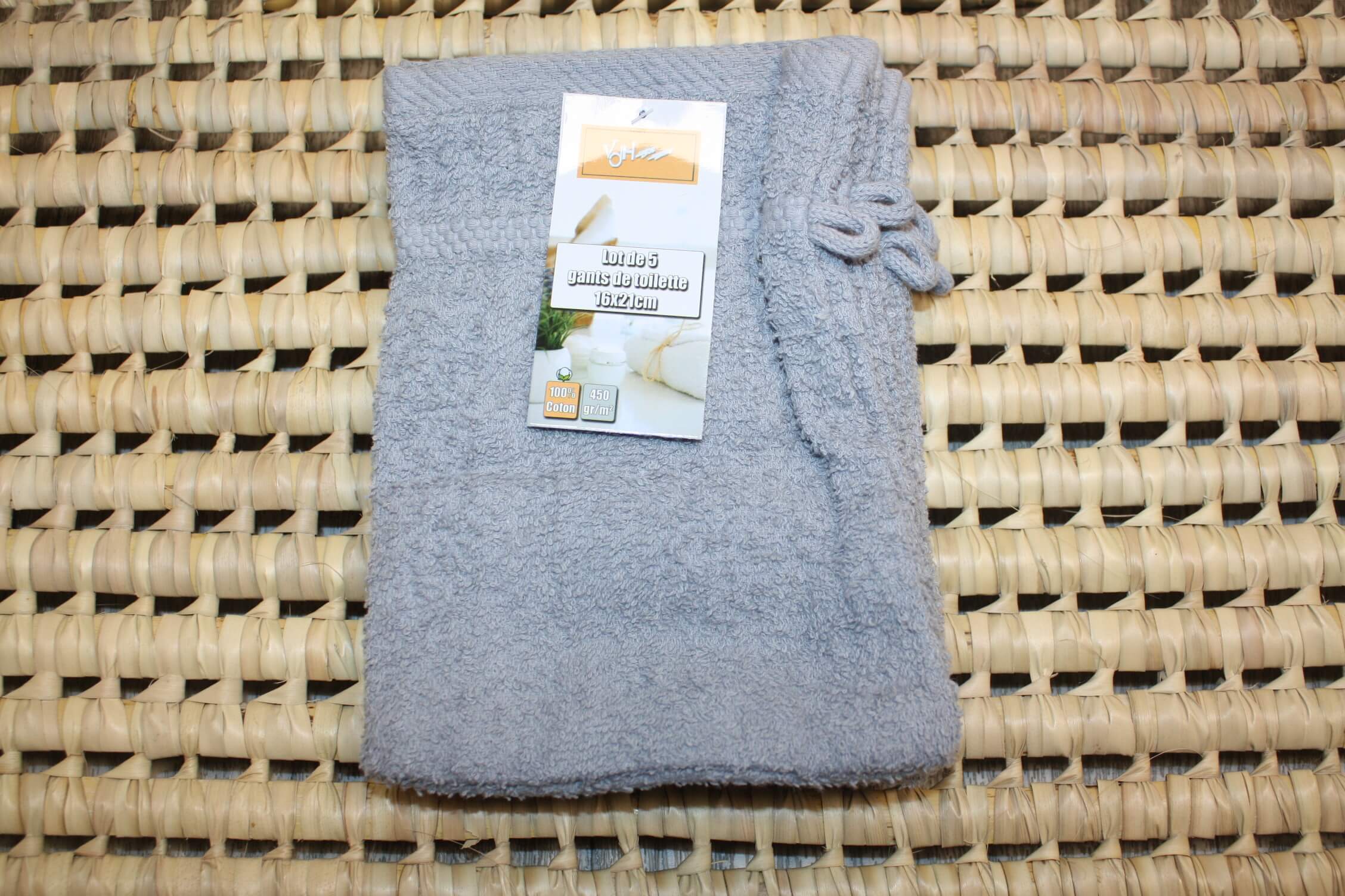 Lot 2 Gants Toilette Softy 16x21cm - Coton Doux Bleu Marine