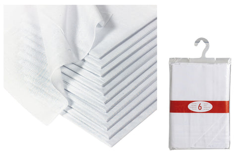 Lot de 6 / 12 / 24 Mouchoirs UNISEXE Blanc - Tissu épais 100% COTON - 40cm x 40cm