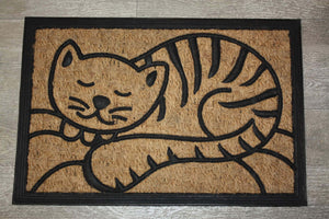 Tapis Paillasson d'entrée 40x60cm - Caoutchouc & Coco - Anti dérapant - CHIEN CHAT WELCOME