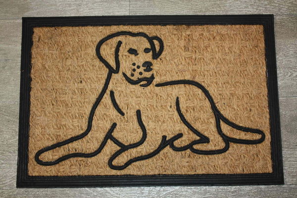 Tapis Paillasson d'entrée 40x60cm - Caoutchouc & Coco - Anti dérapant - CHIEN CHAT WELCOME