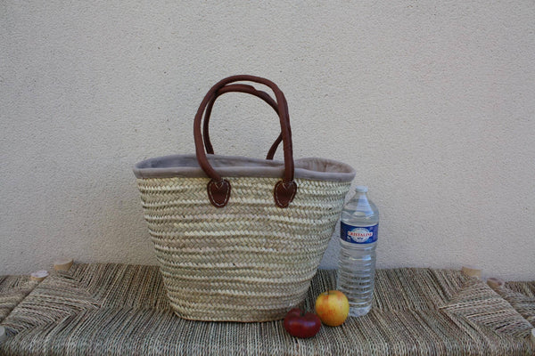 Petit ou Grand Sac avec tissu pochon - Panier Cabas ANSES LONGUES - 3 Couleurs & 2 Tailles au choix -