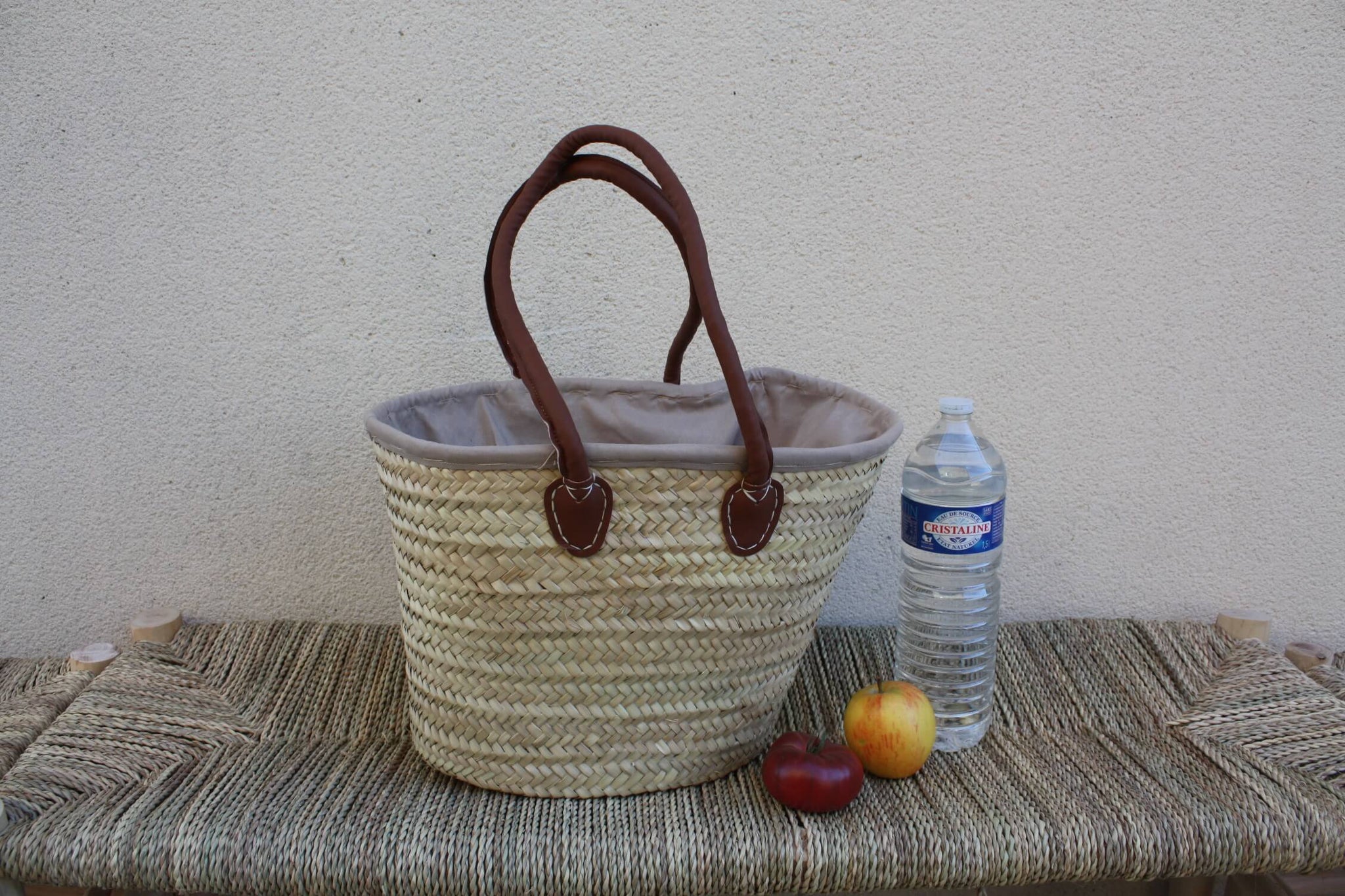 Petit ou Grand Sac avec tissu pochon - Panier Cabas ANSES LONGUES - 3 Couleurs & 2 Tailles au choix -