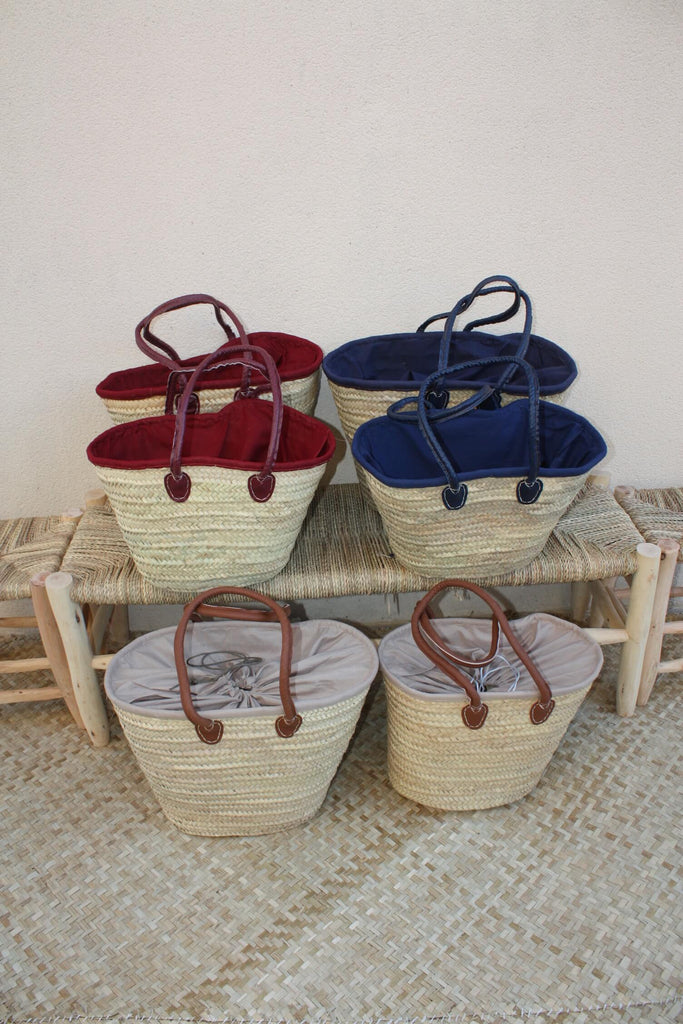 Posten mit 2 Einkaufskörben aus afrikanischem Stoff, groß, XXL, Strohtasche, Einkaufstasche, Einkaufskorb, Einkaufskorb, Strandpalme – BOUTIQUE HULÉTI