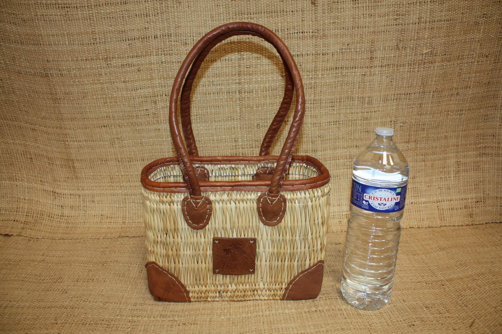 Superbe Panier en Osier avec Renforts en Cuir ! Courses, Marché, Plage...