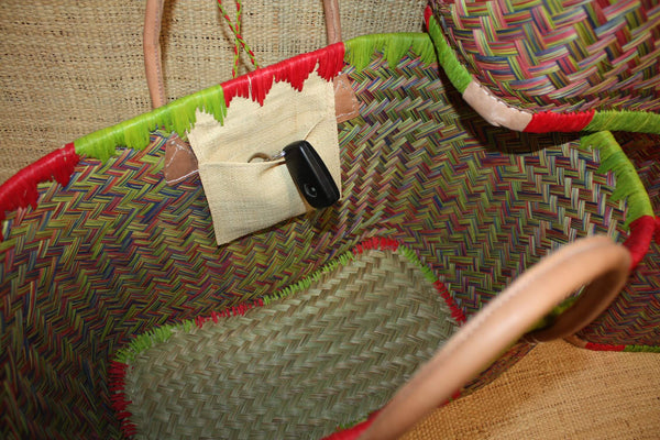 Panier coloré de Madagascar - Sac cabas de course - 3 tailles - Mélange 3 couleurs - marché, plage, shopping