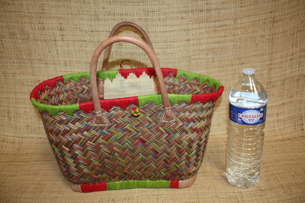 Panier coloré de Madagascar - Sac cabas de course - 3 tailles - Mélange 3 couleurs - marché, plage, shopping