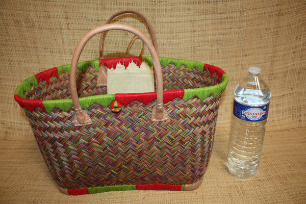 Panier coloré de Madagascar - Sac cabas de course - 3 tailles - Mélange 3 couleurs - marché, plage, shopping
