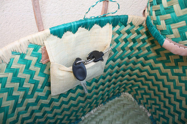 Panier Vert Turquoise de MADAGASCAR - 3 tailles - Sac Cabas - courses , marchés , plage ...