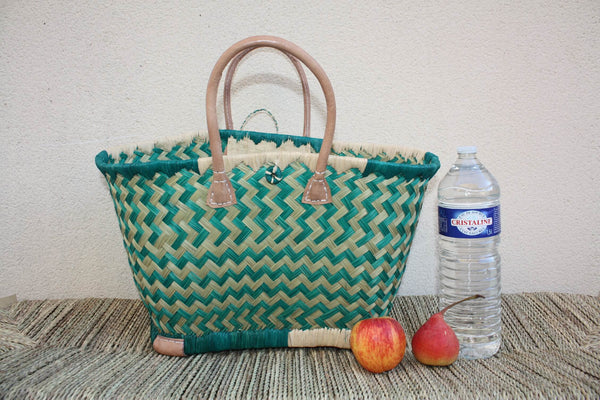 Panier Vert Turquoise de MADAGASCAR - 3 tailles - Sac Cabas - courses , marchés , plage ...