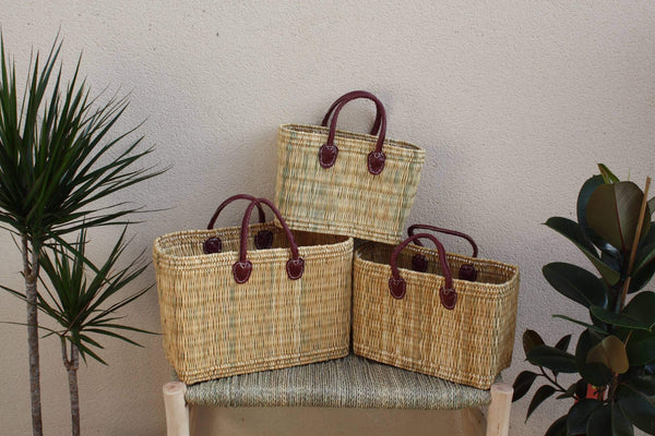 Panier en Osier Souple - 3 tailles - Petit sac & Grand cabas XXL - Pour courses, marchés, plage ... roseau jonc