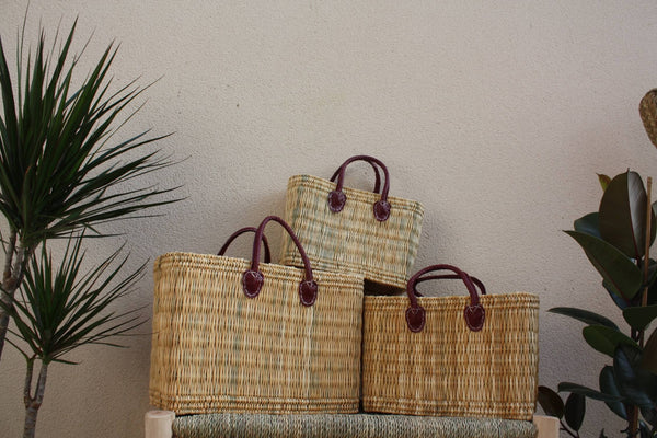 Panier en Osier Souple - 3 tailles - Petit sac & Grand cabas XXL - Pour courses, marchés, plage ... roseau jonc